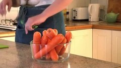vegetable video: Hot Kim Cumms plays with carrot and squirts