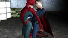 superhero video: 3D cartoon Spiderman getting fucked anally in a back alley