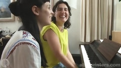 hairy lesbian video: Piano teacher paws at her portly pupil