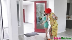 clown video: Milf sucks and rides clowns cock