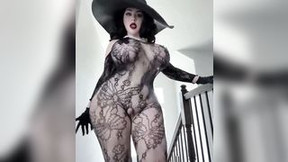 cosplay video: lady dimitresku resident evil 8 cosplay tetona