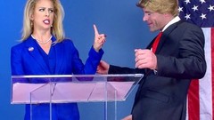 parody video: Cherie DeVille as Hillary Clayton sucks Donald Drumpf's fat cock