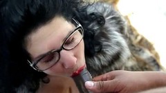 fur video: nasty amateur woman in a fur coat sucks a cock