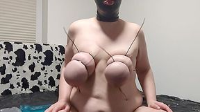 german bdsm video: I Tied Off My Huge Udders With Zip Ties And Masturbating With A Magic Wand