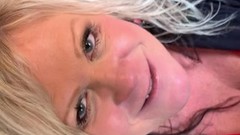 blonde milf video: BBW Big Tit Blonde Freckled Milf Motel 6 Public Blowjob