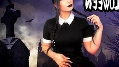 cosplay video: Halloween - WEDNESDAY ADDAMS DRIVING YOU CRAZY TEASING - SEX MACHINE