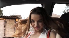 hitch hiker video: Pretty teen hitchhiker Olivia Grace gets fucked by dude