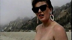 beach video: Wild cougar with a hairy pussy enjoying a hardcore cowgirl style fuck