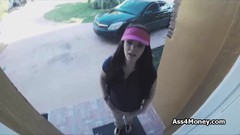 pizza delivery video: Pizza delivery girl fucks for cash on video