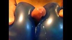 balloon video: Cumshot between two balloons