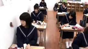 funny asian video: Horny Japanese schoolgirls sucking and fucking mystery cocks