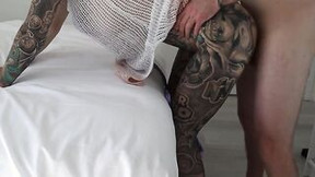 tattoo video: GIGANTIC TIT HUGE BOOTY Slim cougar Amateur Lovers Fucking On