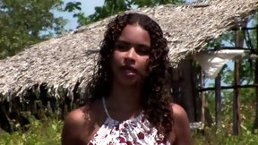 brazilian babe video: hot amateur ebony babe banged in a threesome