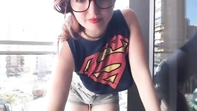gamer girl video: Supergirl Dressed flashing melons inside balcony