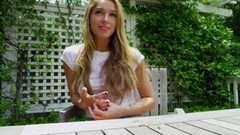 toys video: Playful blonde babe toys her tight pussy outdoors