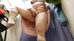 changing room video: Hidden camera in females changing room / Chubby girl masturbating and cums