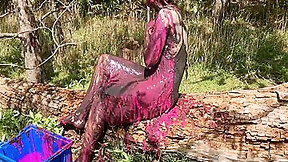 mud video: Sexy Pink - Messy Cute Girl, Dirty Muddy And Gunged In 29 Min