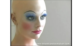transformation video: Young blonde chick transformed into mannequin