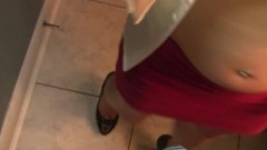 cleavage video: Sexy coworker corners you in the bathroom for teasing and taunting