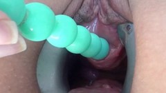 korean in homemade video: Female masturbate her pee hole with a huge dildo of balls