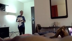 dick flash video: NICHE PARADE - Latin Hotel Maid Watches Me Flash Dick, Jerk Off & Cum