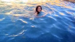 swimming video: Mature Mommy with big ass and boobs swimming naked