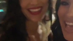 nipple slip video: Nikki Bella nipple slip in selfie with Brie Bella.