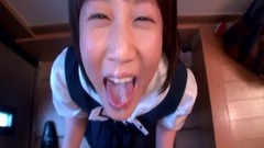 japanese deepthroat video: Tiny asianschoolgirl swallows jizz