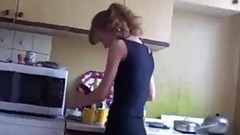 sport video: Fit chick made coffee for her and her man and then gave him an impressive blowjob