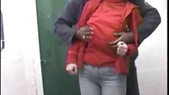 public toilet video: Real couple fucking in a public toilet