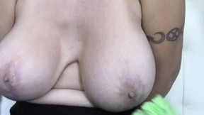 titless video: Friendly mom Eva Notty Tickled All Over Huge Boobs And Body