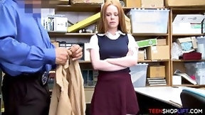 backroom video: Ozzie teen redhead Ella Hughes gets busted for stealing