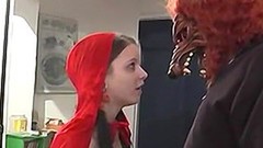 miniskirt video: Hot red riding hood has been a naughty slut and its time for her to pay by sucking
