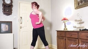 workout video: AuntJudys - Big Titted Red Head cougar Suzie's Very hot Workout