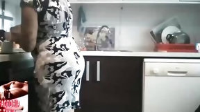 kitchen video: He fucks his stepmom inside the kitchen and offer her from behind