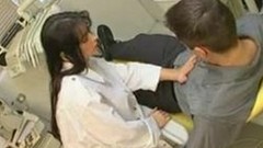 dentist video: Sexy Brunette Dentist Giving Oral Exam then Fuck in Off