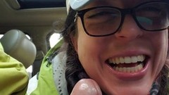blooper video: "Oops! I spilled some cum!" Road Head with Creamy Mouthpie Swallow