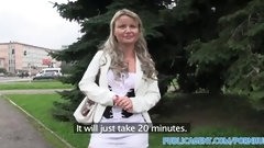 tricked video: PublicAgent Blonde MILF is tricked into sex outdoors for cash
