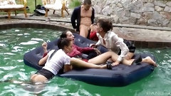 pool party video: Pool party takes an erotic turn to a rough group sex in a reality shoot