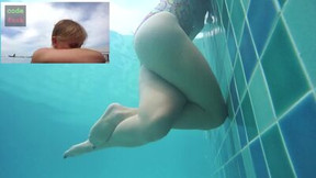 underwater video: Dirty talk public poll underwater masturbation thigh squeezing real orgasm