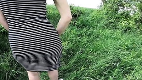 ukrainian video: Quick public cum into lingerie, cum on barely legal snatch