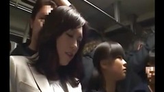 asian bus video: Sensitive Japanese mature Milf was groped to orgasm on bus