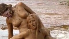 mud video: Sexy lesbians in muddy bondage