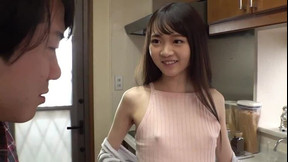 adorable asian video: No bra! ?? I'm excited to see an unprotected small-breasted girl revealing her nipples that erected in her clothes over her clothes ... Part 2