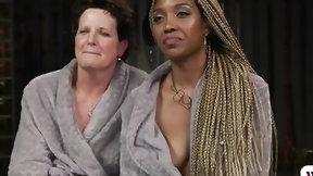mature lesbian video: WHIPPED ASS - Rimming lez mature in suspension bondage rims black ass
