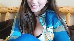 blue eyed video: Cute blue eyed brunette showing her tits