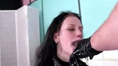 throat video: The brunette girl came at the casting and did a deep throat blowjob to the agent