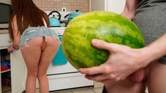 kitchen video: Good-looking babe with small tits Winter Jade impaled in the cowgirl pose