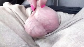 balls video: Nuts Bondage having fun by My hand during he drive Vehicle