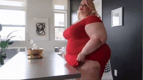 ssbbw video: Red Dress Belly Drops